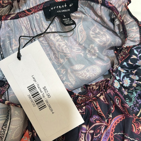 CURRENT AIR  WOMENS RACHEL TOP RUFFLE SLEEVE FLORAL SZ LG NEW - Picture 10 of 11